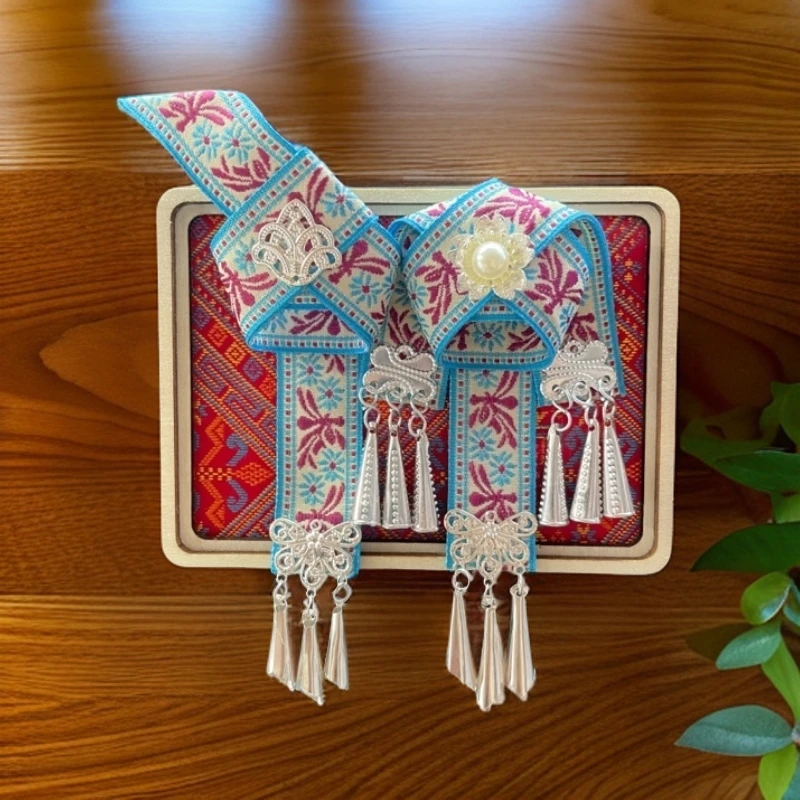 广西非遗纯手工壮锦壮族情侣双人帽壮锦饰品冰箱贴（满2件5折）