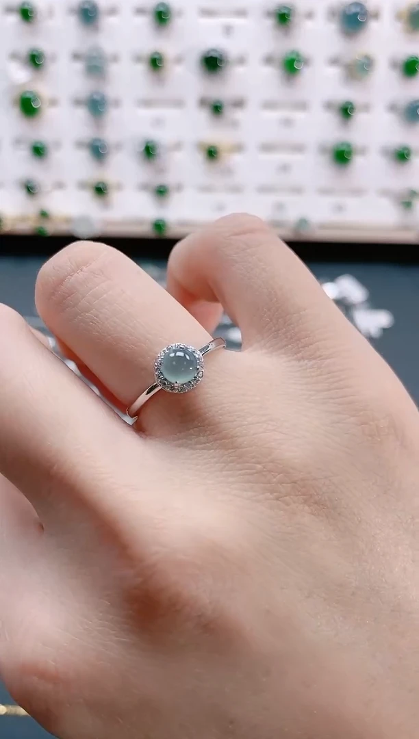 【闪购商品】翡翠戒指银S925镶嵌天然翡翠