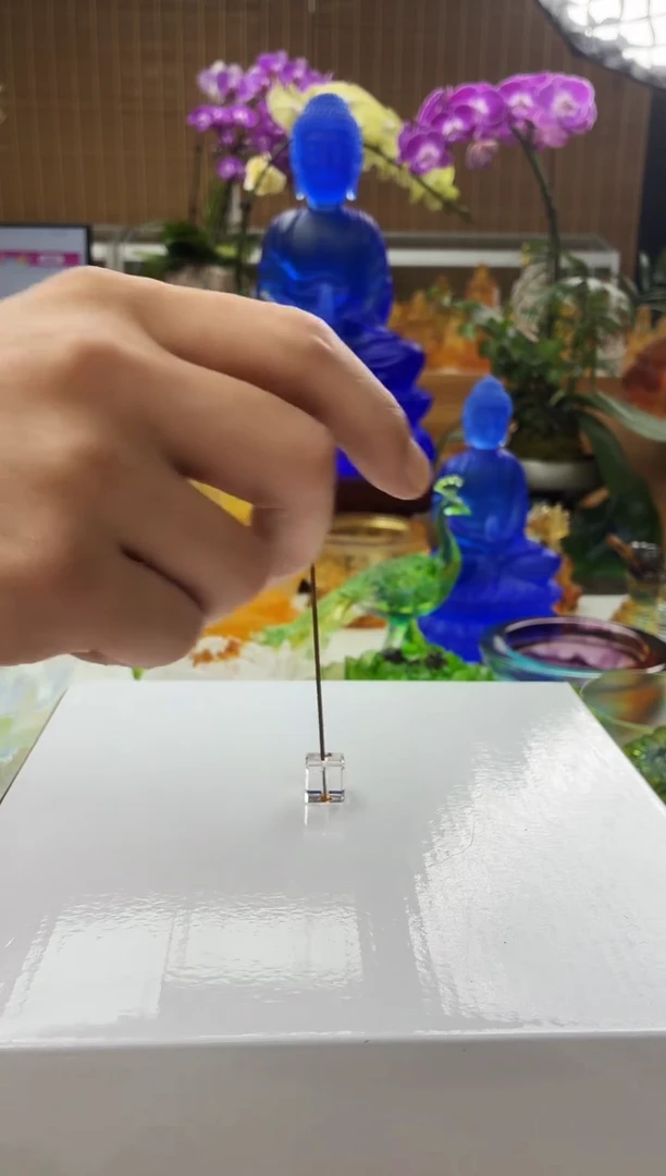 手工艺品琉璃白色六方体小香插