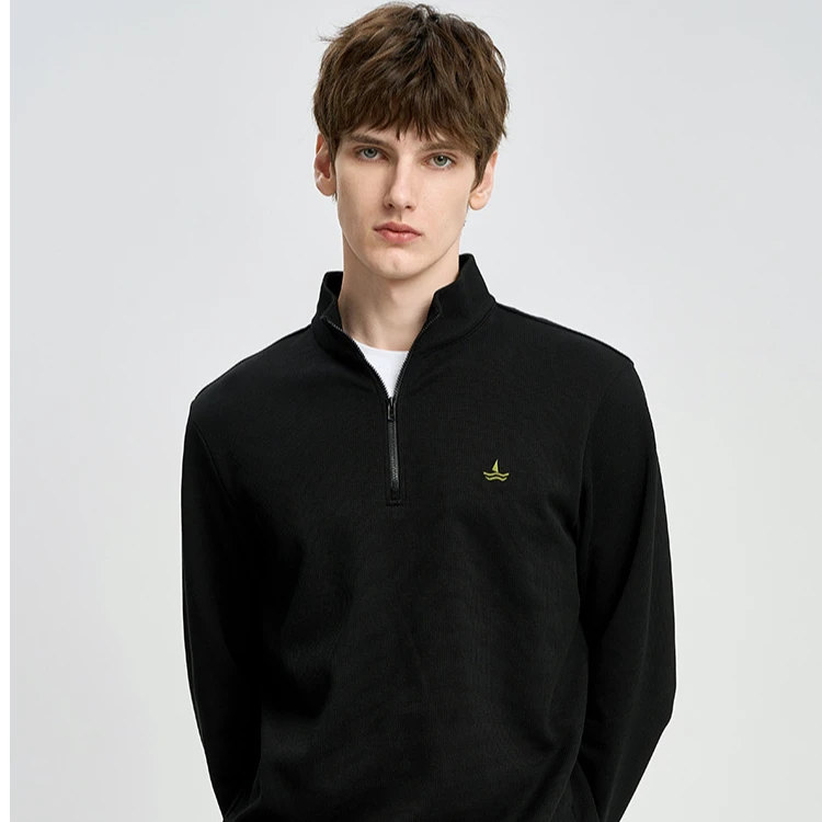 [易护华夫格]navigare意大利小帆船春秋半开领卫衣男抑菌长袖上衣