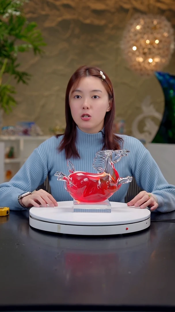 摆件宝石红设计款小马摆件+底座