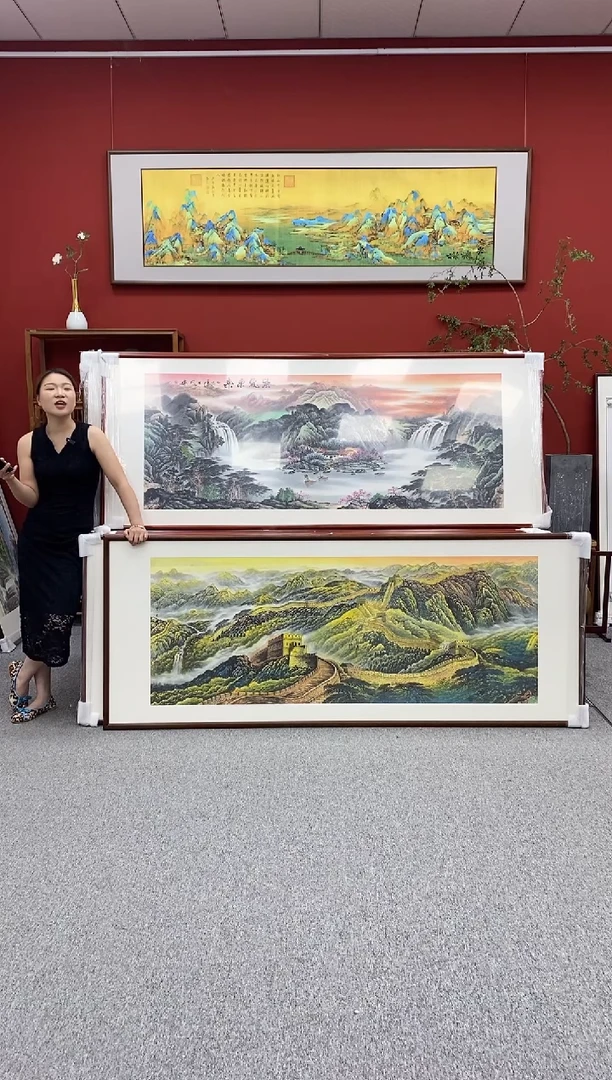 国画手绘 万里长城 219*68