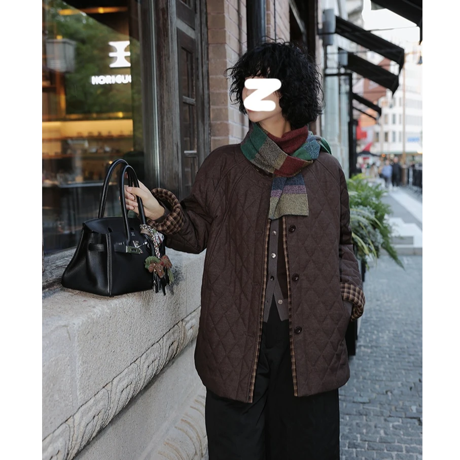 韩系高级感绗缝夹棉外套女秋冬巨好看的轻薄洋气棉服棉衣夹克上衣