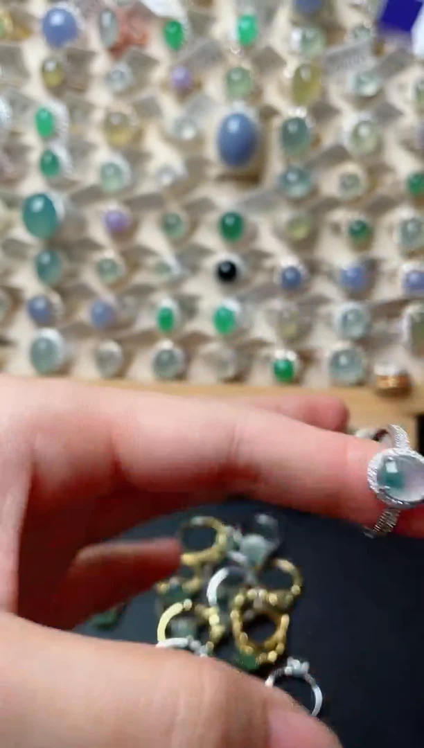 翡翠戒指银S925镶嵌.