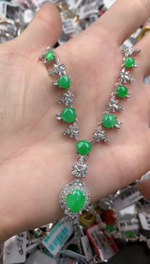 银S925镶嵌戒指翡翠666----4