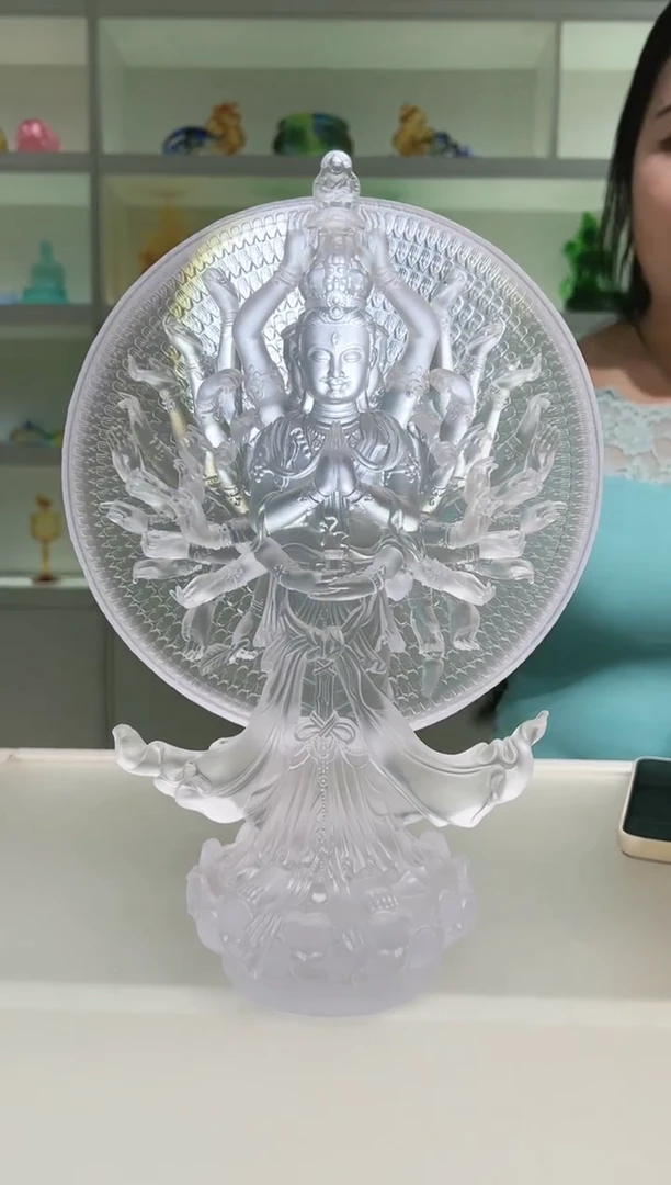 手工艺品琉璃生****舟古法琉璃31cm千手