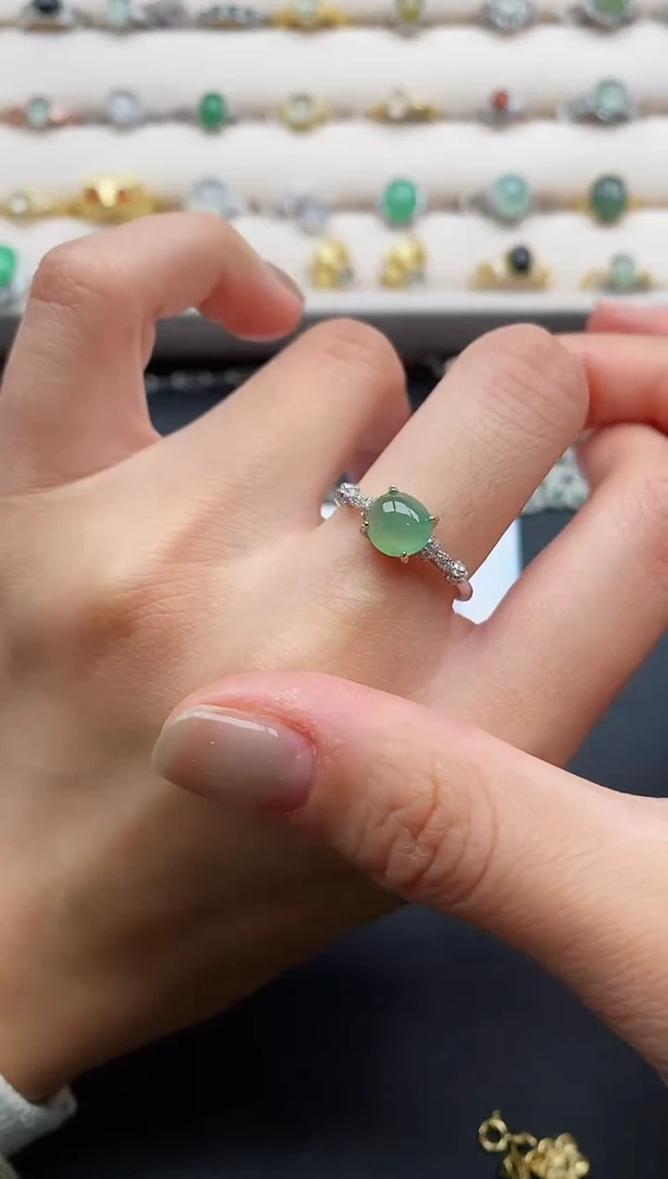 银S925镶嵌戒指翡翠777777+1