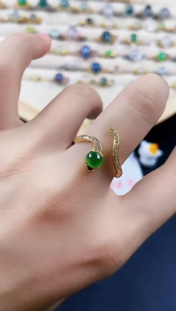 翡翠戒指银S925镶嵌89789