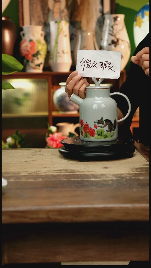 摆件 景德镇纯手工釉下彩精品花瓶