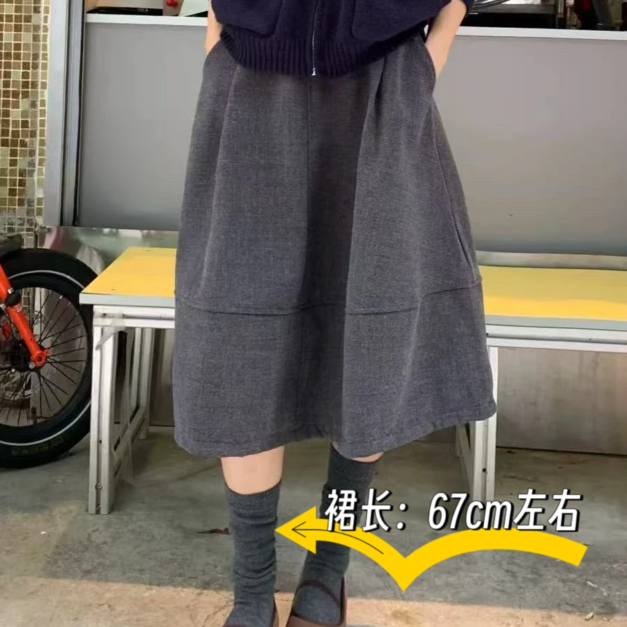 U-复古毛呢半身裙#89284『乐桃家』