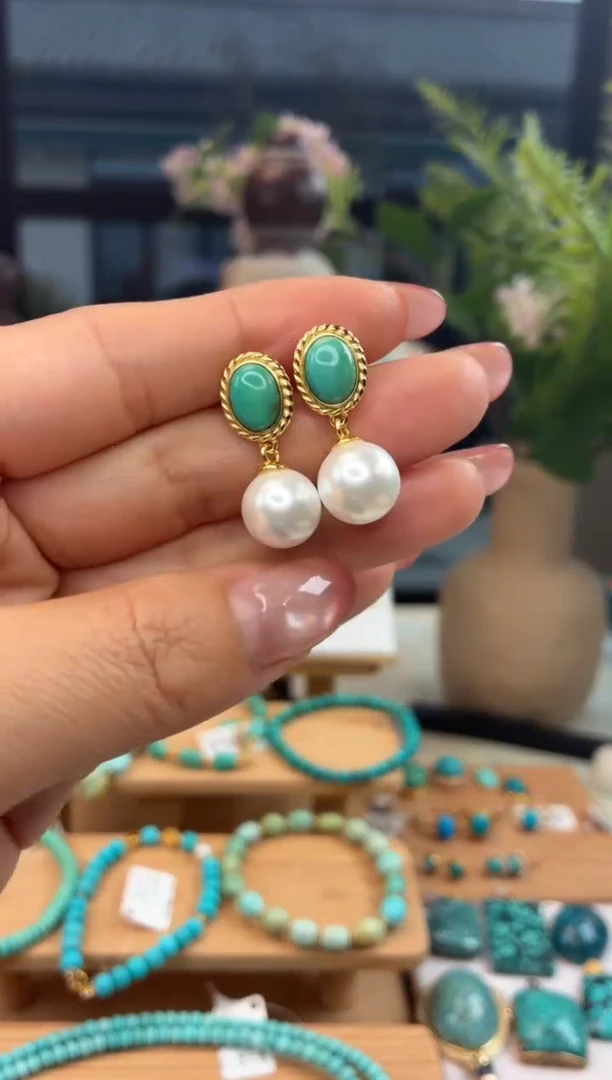 合金绿松石耳饰1