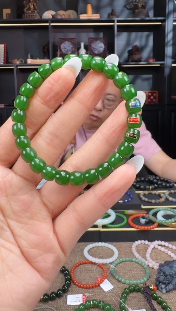 和田玉未镶嵌颈饰8mm碧玉极致手串 藏物系列