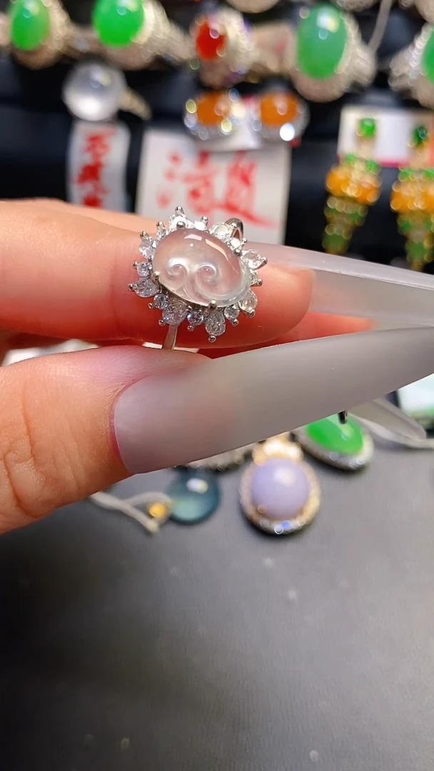 银S925镶嵌戒指翡翠天然