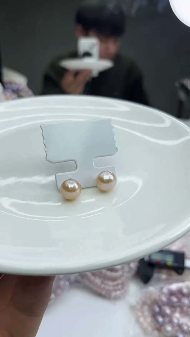 未镶嵌耳饰淡水珍珠中国红耳饰