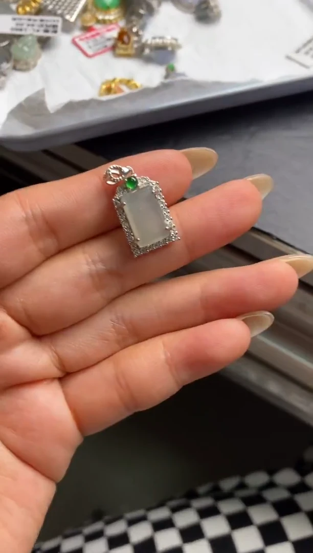 银S925镶嵌戒指翡翠天然A货翡翠