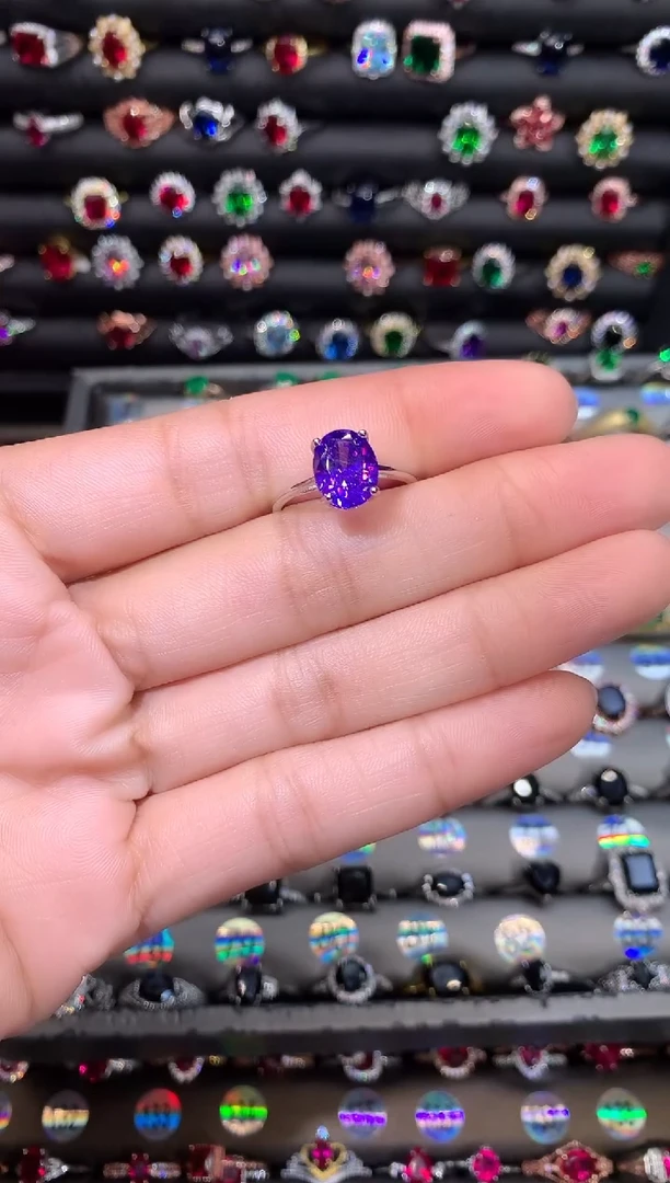 【闪购商品】水晶戒指银S925镶嵌紫水晶810