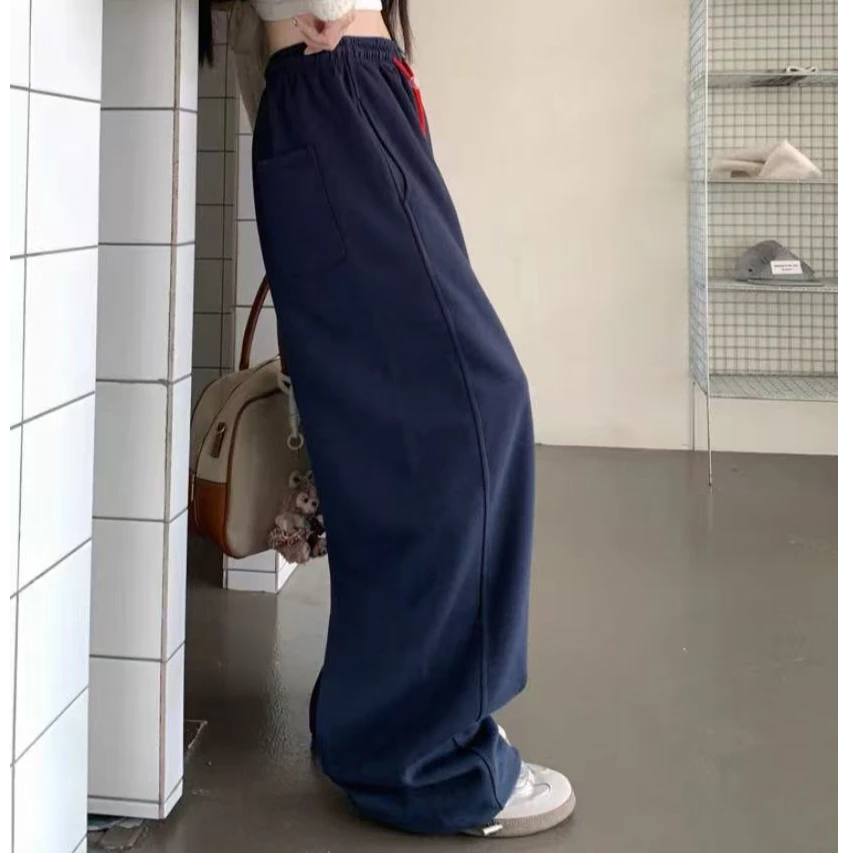 K1267藏蓝两穿慵懒风休闲裤8050