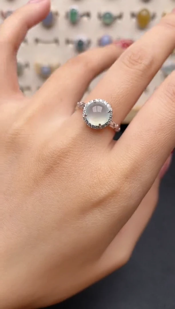 【闪购商品】翡翠戒指银S925镶嵌一物一证一礼盒