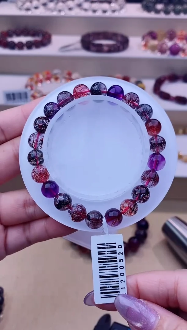 未镶嵌手串水晶黑加仑超七单圈8m+