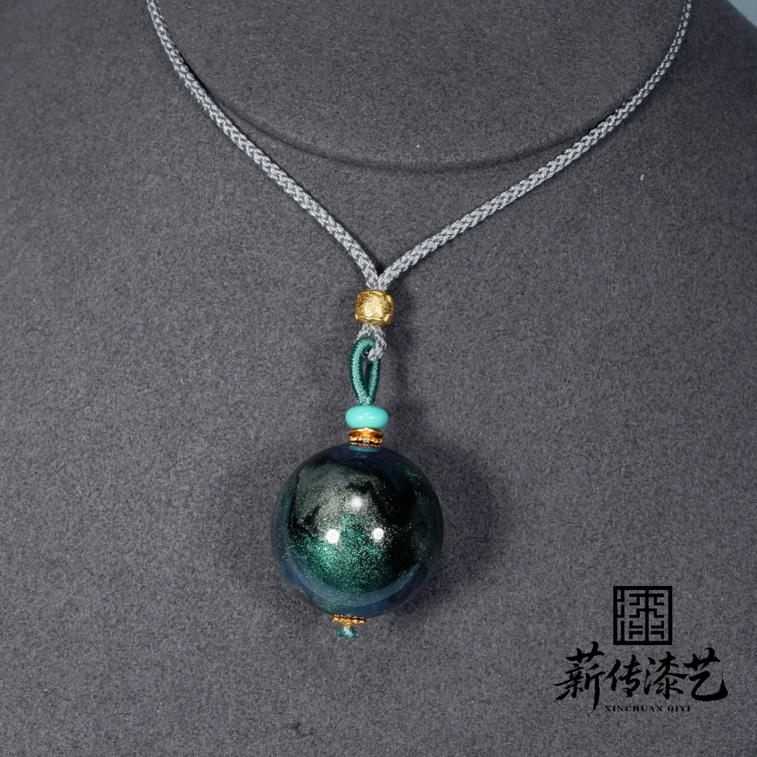 【薪传漆艺】非遗大漆 潭影单珠吊坠 383CY25mD