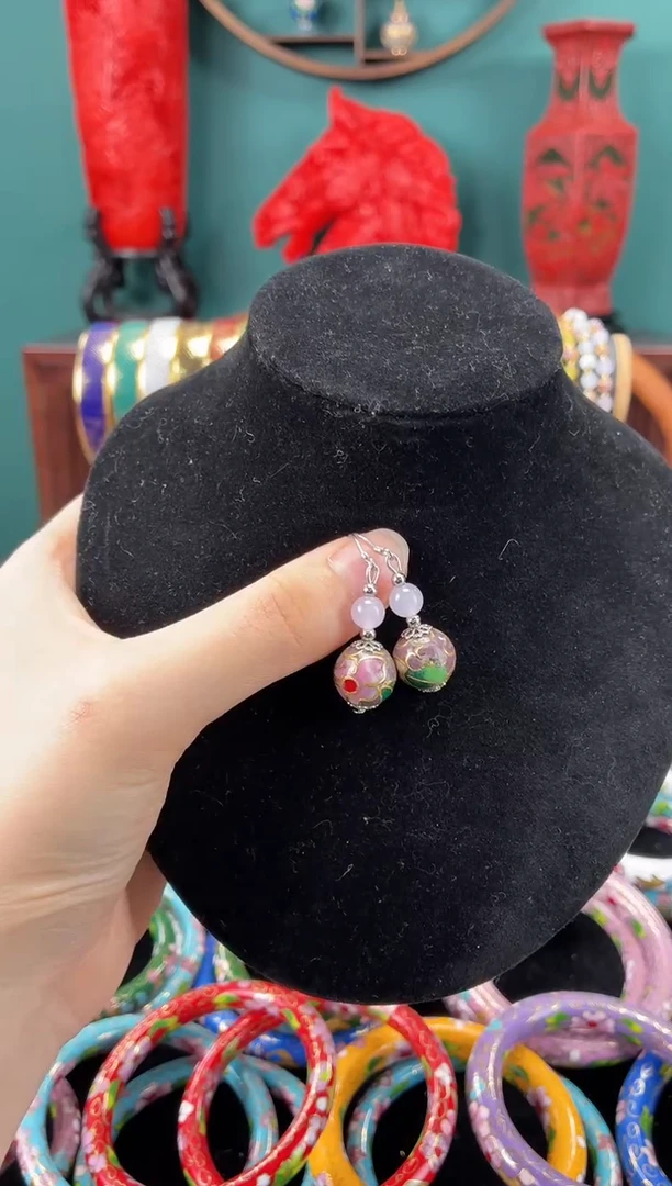 景泰蓝耳环紫色1.2mm