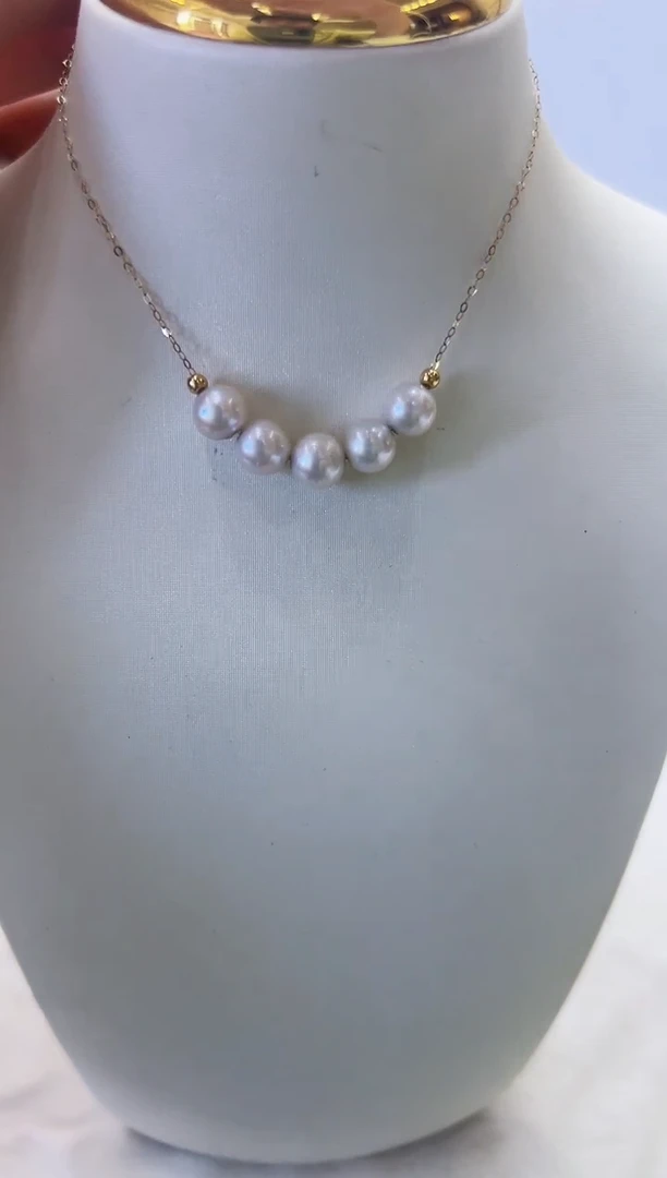 18K金镶嵌淡水珍珠DA套链@@ll059