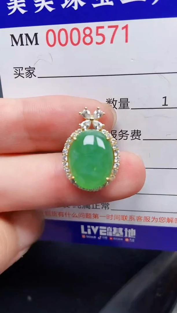 翡翠银S925镶嵌颈饰8571
