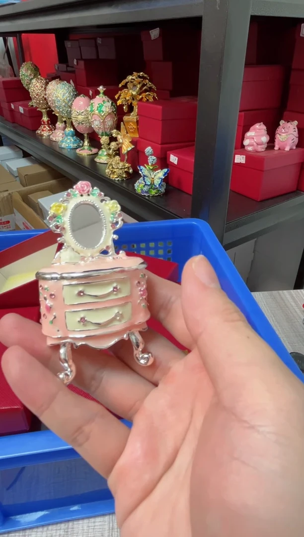 【闪购商品】瓷片年货节福福价格高质珐琅彩合金摆件首饰盒