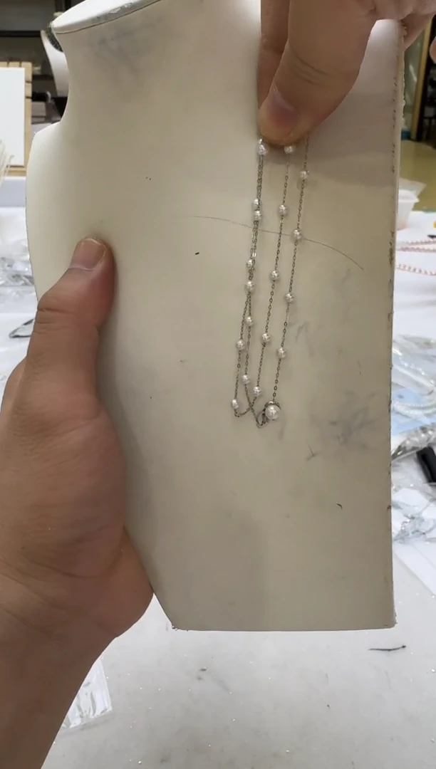 淡水珍珠银S925镶嵌项链3-6mm 满天星21颗