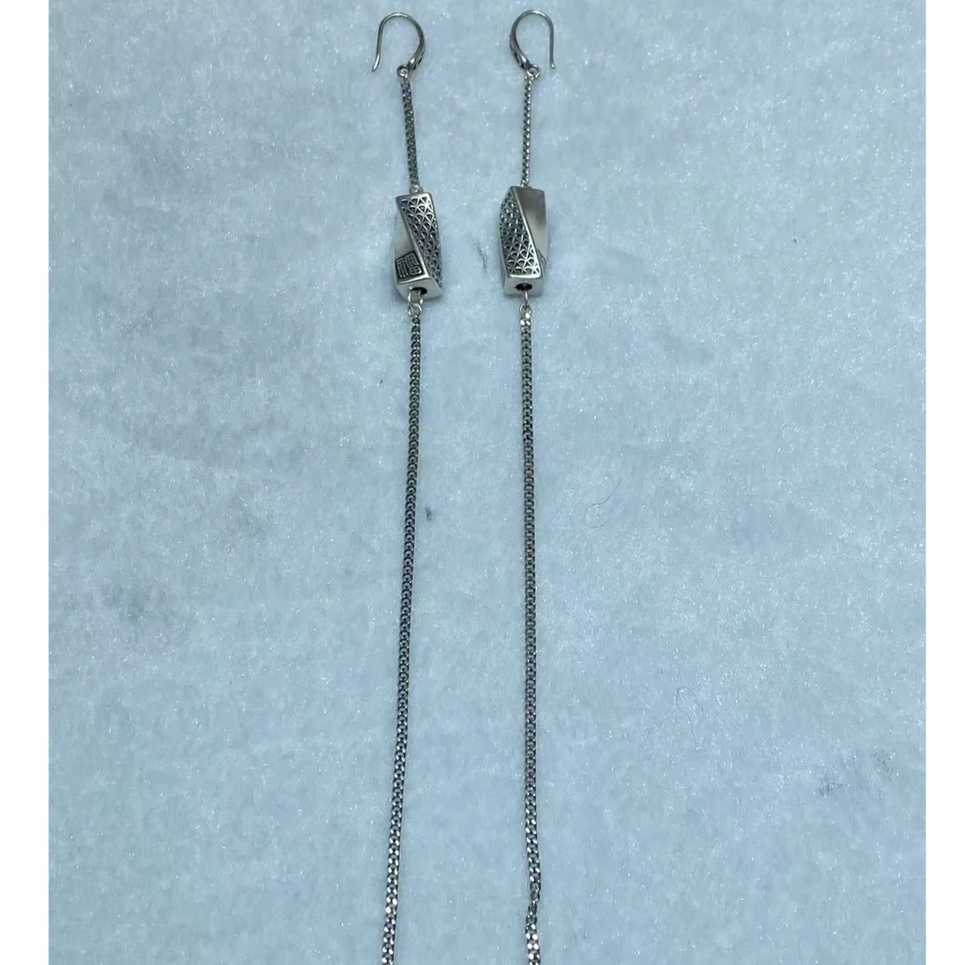 925银耳饰 0211-006多福安耳坠 时尚个性小众精美款长耳线耳坠