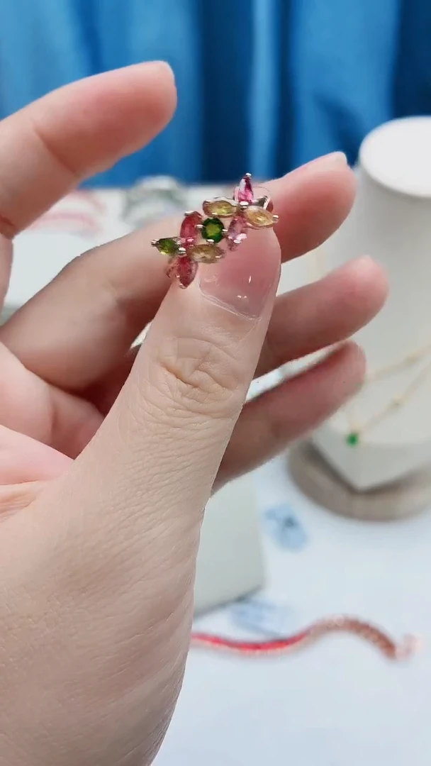 银S925镶嵌戒指碧玺350ZB1110产品一个（多样性）