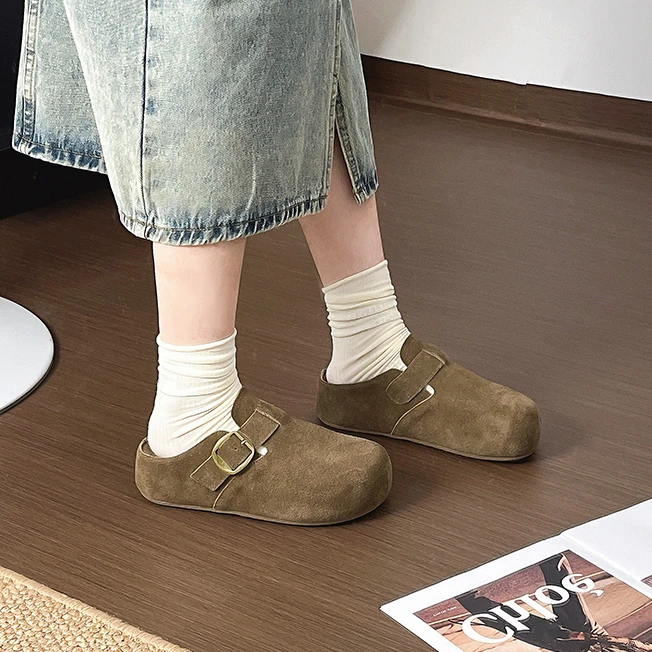 厚底增高勃肯鞋早秋复古穆勒鞋休闲包头拖鞋子女ins潮牌百搭软底