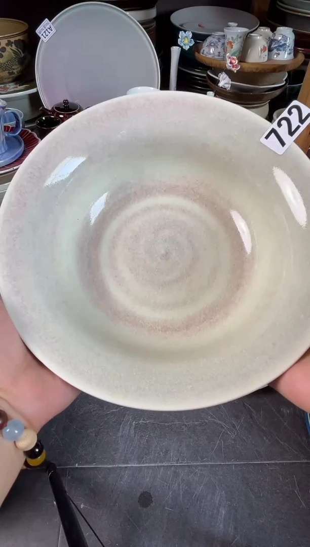 碗722玻化粉色敞口盘