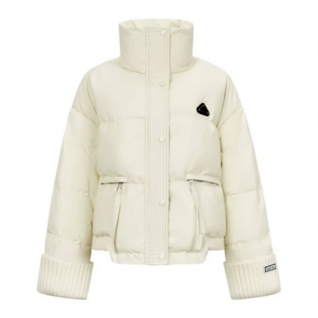 24年冬季新款美拉德三角标皮衣羽绒服百搭韩版1002