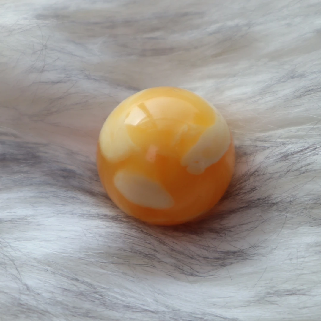 天然原矿 蜜蜡焦皮料橘红飘白圆珠25mm