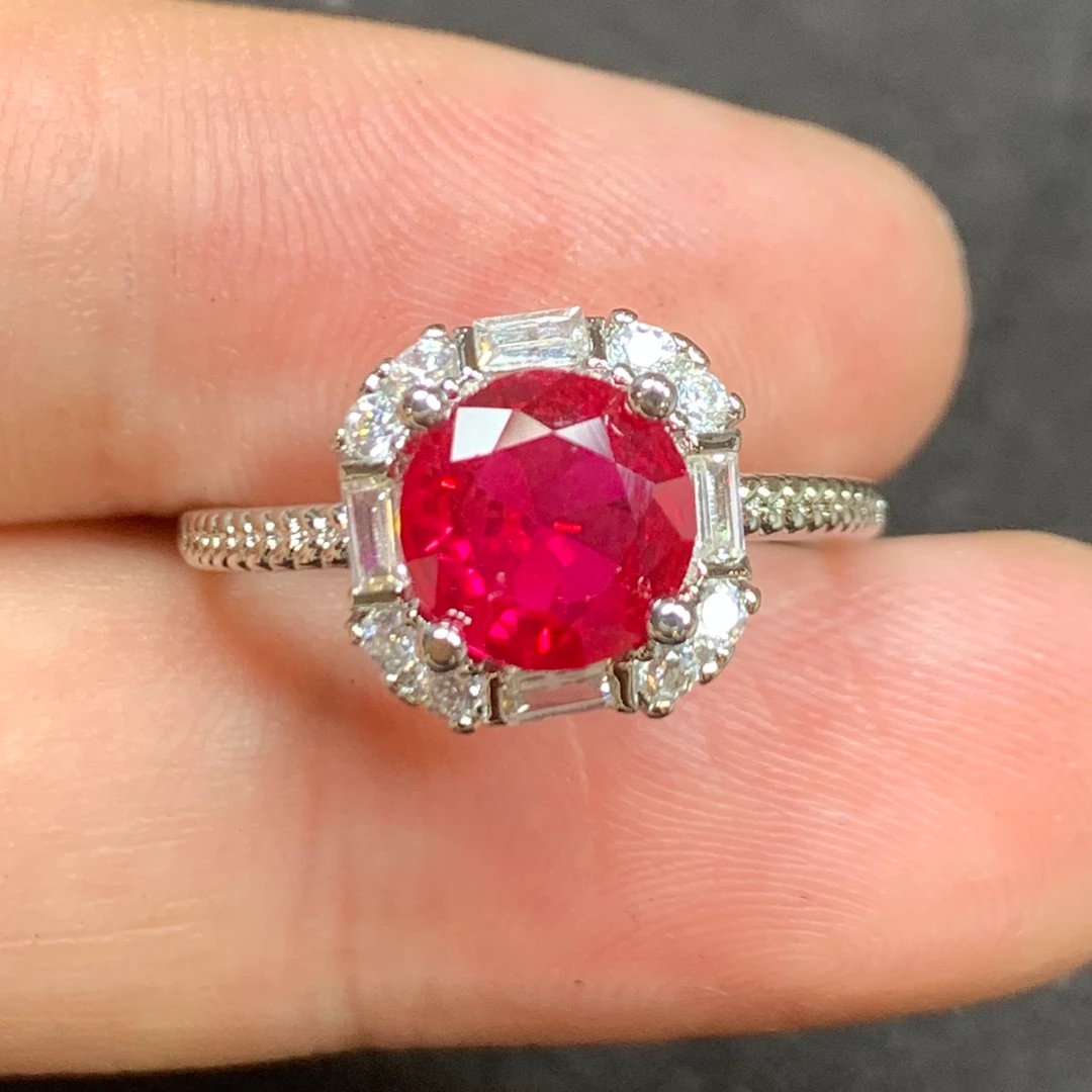 培育红宝石时尚大气上档次-合金轻奢鸽血红戒指R1012