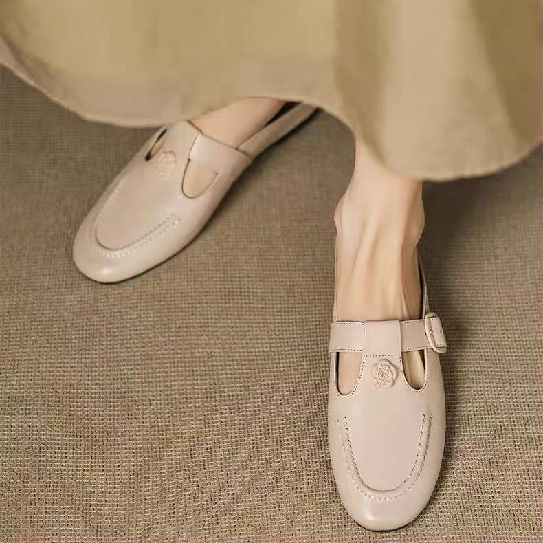 山茶花包头半拖鞋女2025新款爆款夏季内增高穆勒鞋凉拖鞋女鞋外穿