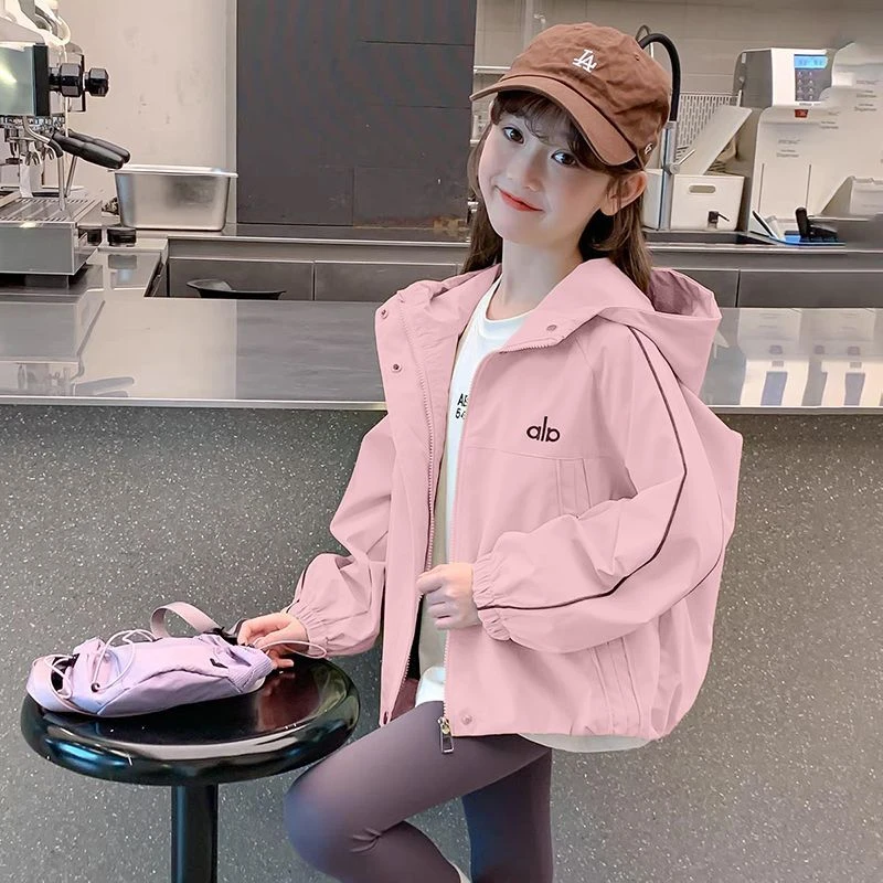 女童春秋外套风衣2025新款儿童韩版洋气冲锋衣上衣中大童上衣防风