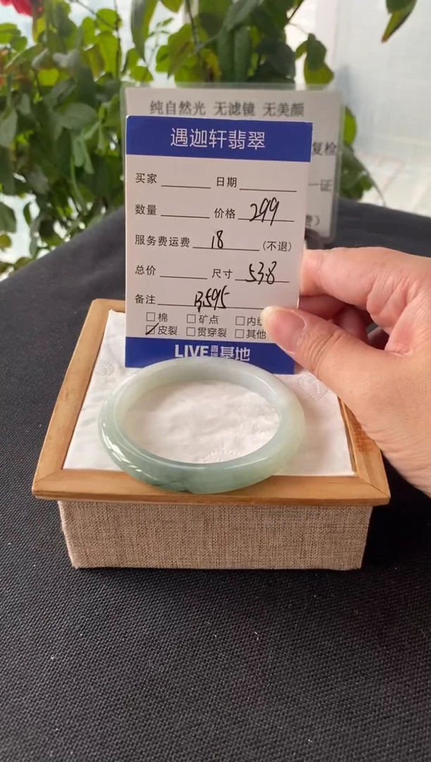 未镶嵌手镯翡翠53.5圈口 B595编码