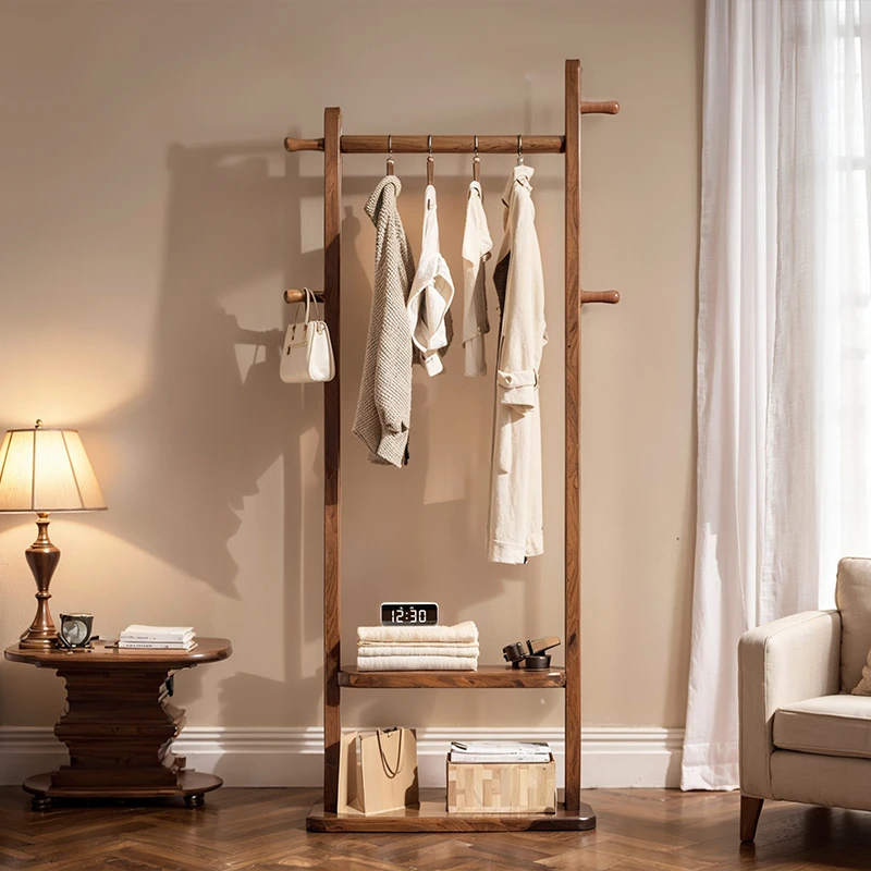 门口衣帽架落地客厅挂衣架实木家用衣服架床边挂衣帽架子挂衣架子
