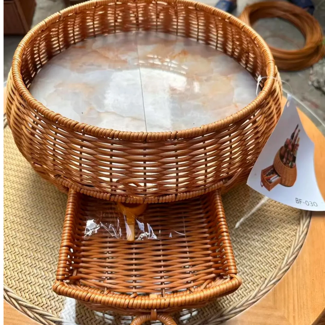 BFO30纯手工编织仿藤收纳手工创意多功能编制馒头调味框