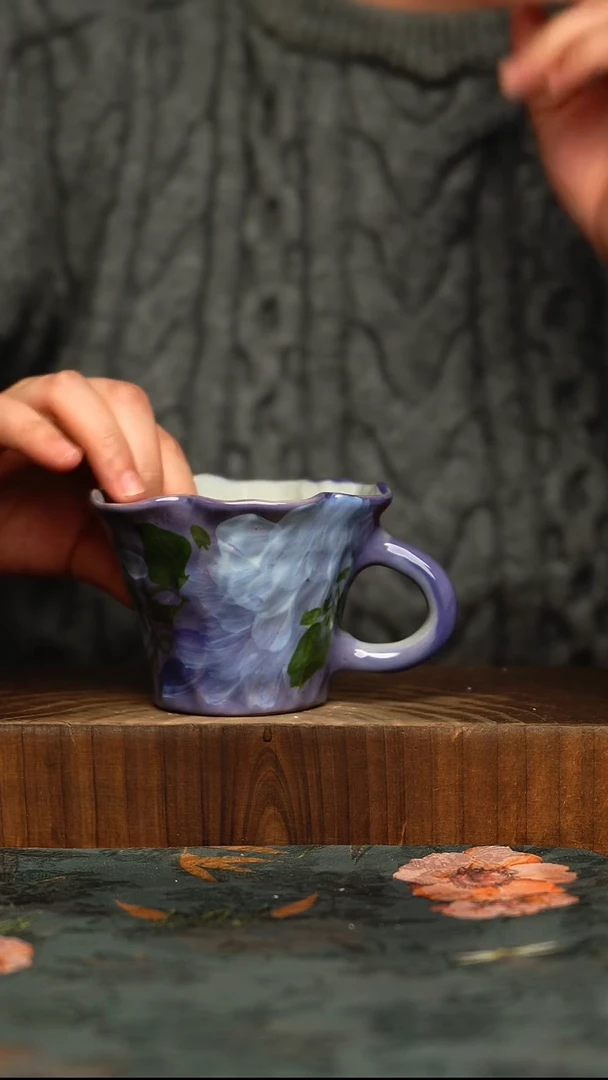 杯釉下彩手工手绘同款陶器