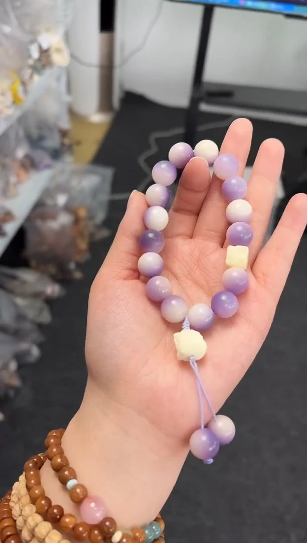 手串菩提根/象牙果【景岫12mm】紫飘花圆珠手持@@CP025-1211