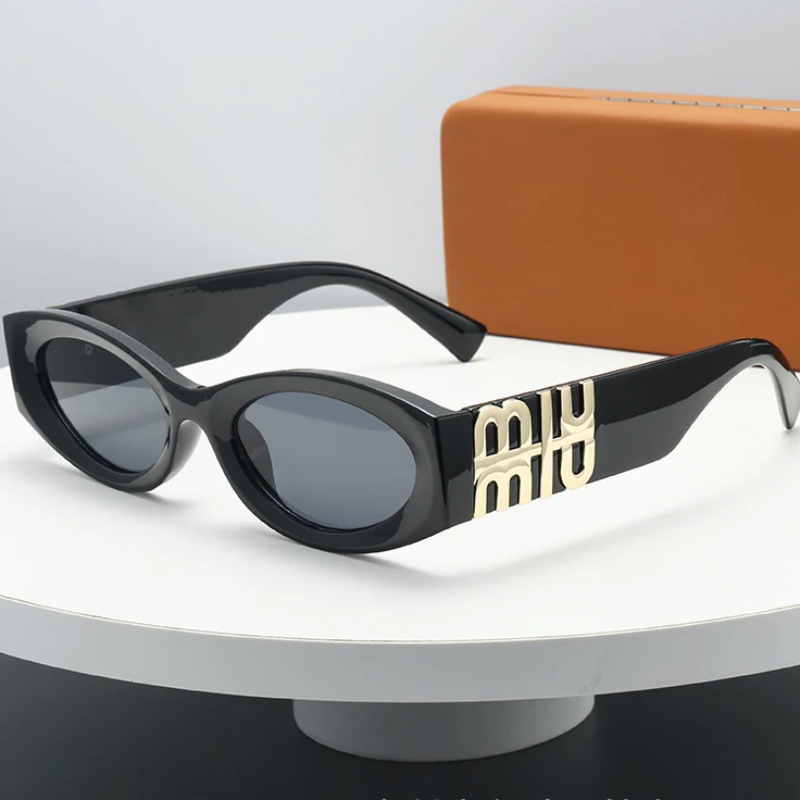 新款欧美个性跨境潮流椭圆形mi字母遮阳墨镜ins网红街拍复古太阳