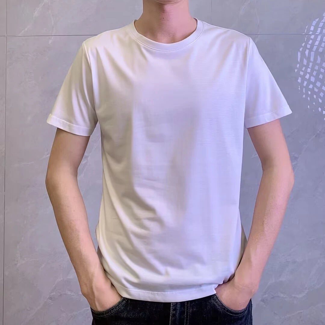 短袖男t恤丝光棉男士t恤短袖圆领修身型男生衣服男士短袖t恤男t恤