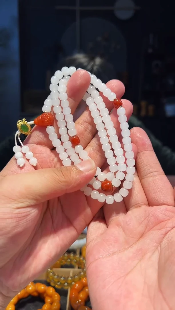 未镶嵌手串和田玉老型7+108