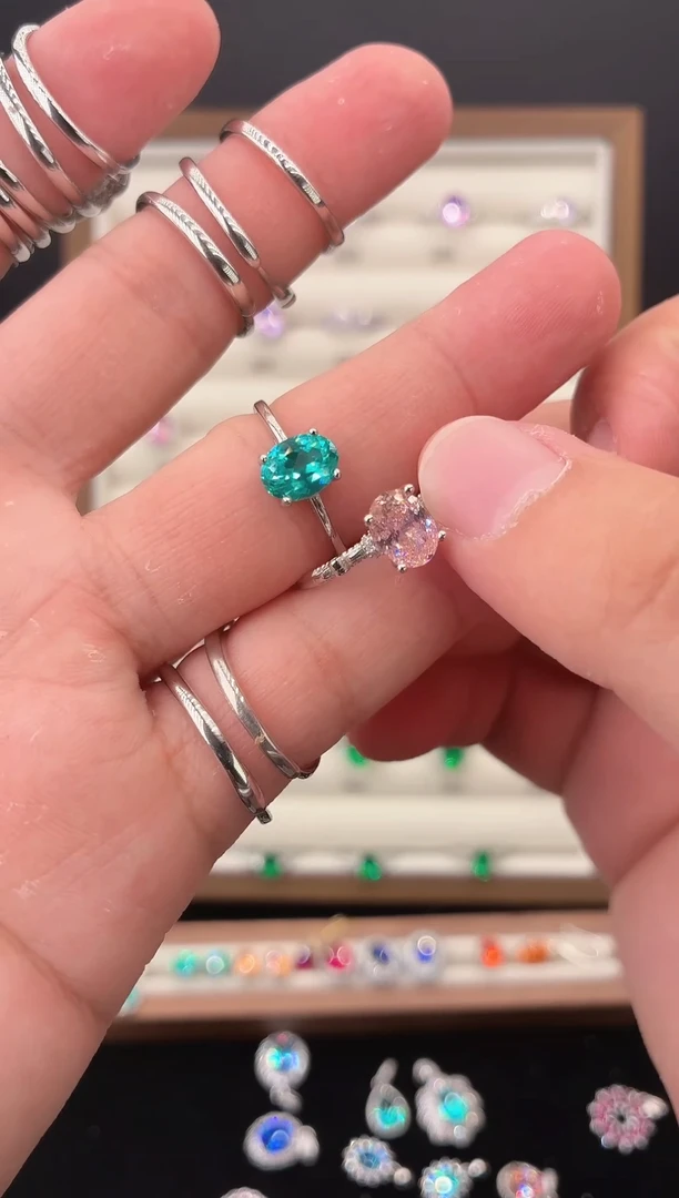 银S925镶嵌戒指帕拉依巴碧玺111111