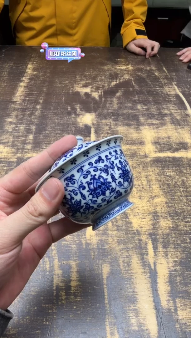 戏墨柴窑 缠枝莲（狮心）二才盖碗