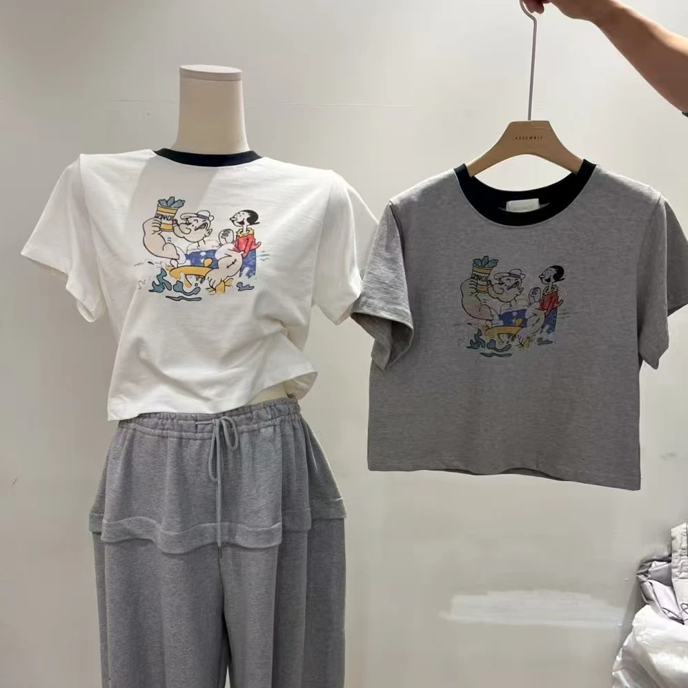 【七七家】韩国东大门正品/NO退/大力水手拼色领短袖