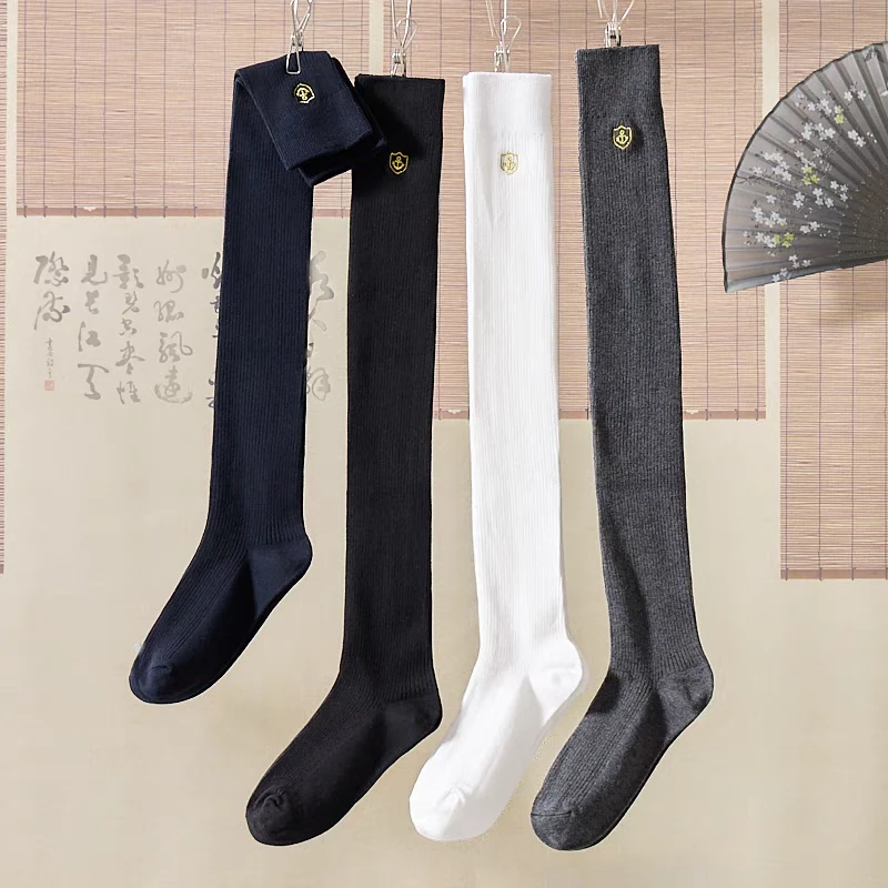 女童长筒袜棉袜学生加长打底袜春秋儿童高筒袜女孩大童白色过膝袜